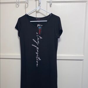 B Famous Medium Black Stay Positive Short Tee Maxi Dress